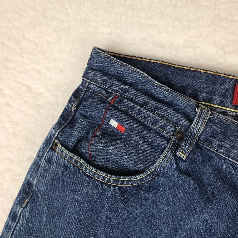 VTG Tommy Hilfiger Jeans Mens 34x32 Blue Straight Leg Utility‎ Denim MEXICO 02'